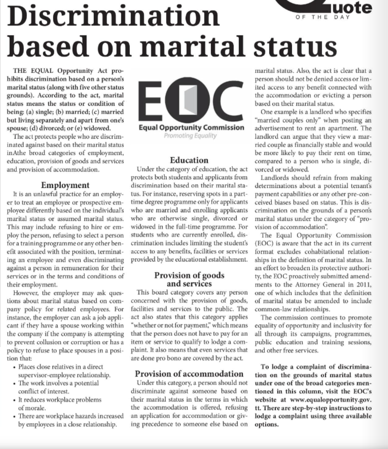 Discrimination based on marital status